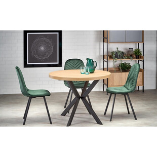 Stół okrągły rozkładany loft Peroni 100cm dąb złoty / czarny Halmar