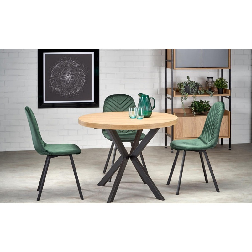 Stół okrągły rozkładany loft Peroni 100cm dąb złoty / czarny Halmar