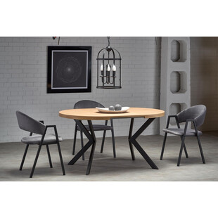 Stół okrągły rozkładany loft Peroni 100cm dąb złoty / czarny Halmar