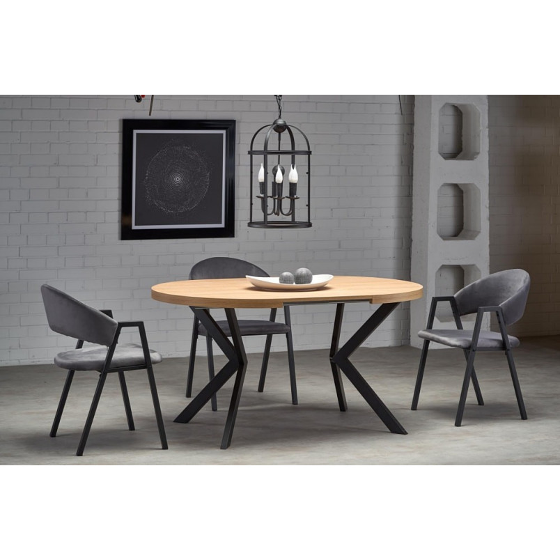Stół okrągły rozkładany loft Peroni 100cm dąb złoty / czarny Halmar