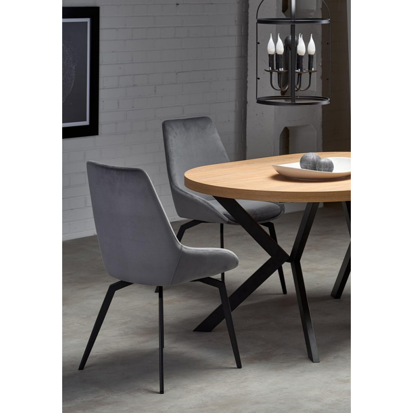 Stół okrągły rozkładany loft Peroni 100cm dąb złoty / czarny Halmar