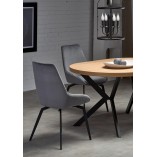 Stół okrągły rozkładany loft Peroni 100cm dąb złoty / czarny Halmar