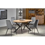 Stół okrągły rozkładany loft Peroni 100cm dąb złoty / czarny Halmar