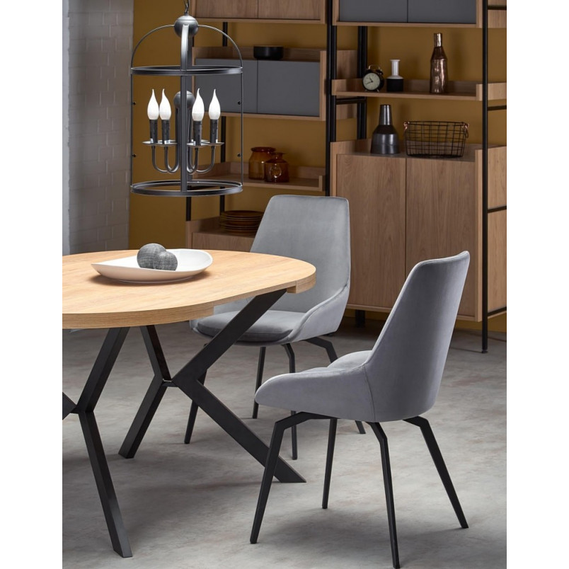 Stół okrągły rozkładany loft Peroni 100cm dąb złoty / czarny Halmar