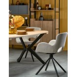 Stół okrągły rozkładany loft Peroni 100cm dąb złoty / czarny Halmar