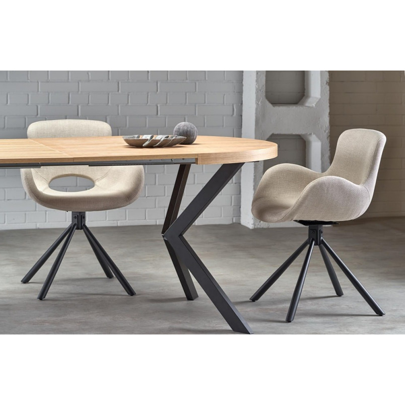 Stół okrągły rozkładany loft Peroni 100cm dąb złoty / czarny Halmar
