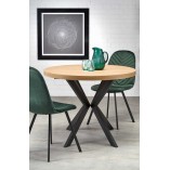 Stół okrągły rozkładany loft Peroni 100cm dąb złoty / czarny Halmar