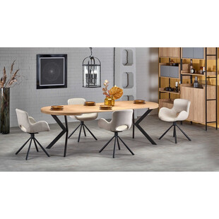 Stół okrągły rozkładany loft Peroni 100cm dąb złoty / czarny Halmar