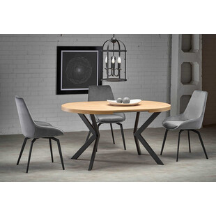 Stół okrągły rozkładany loft Peroni 100cm dąb złoty / czarny Halmar