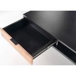 Stolik z półka i szufladą Murano 110x60cm dąb artisan / czarny Halmar