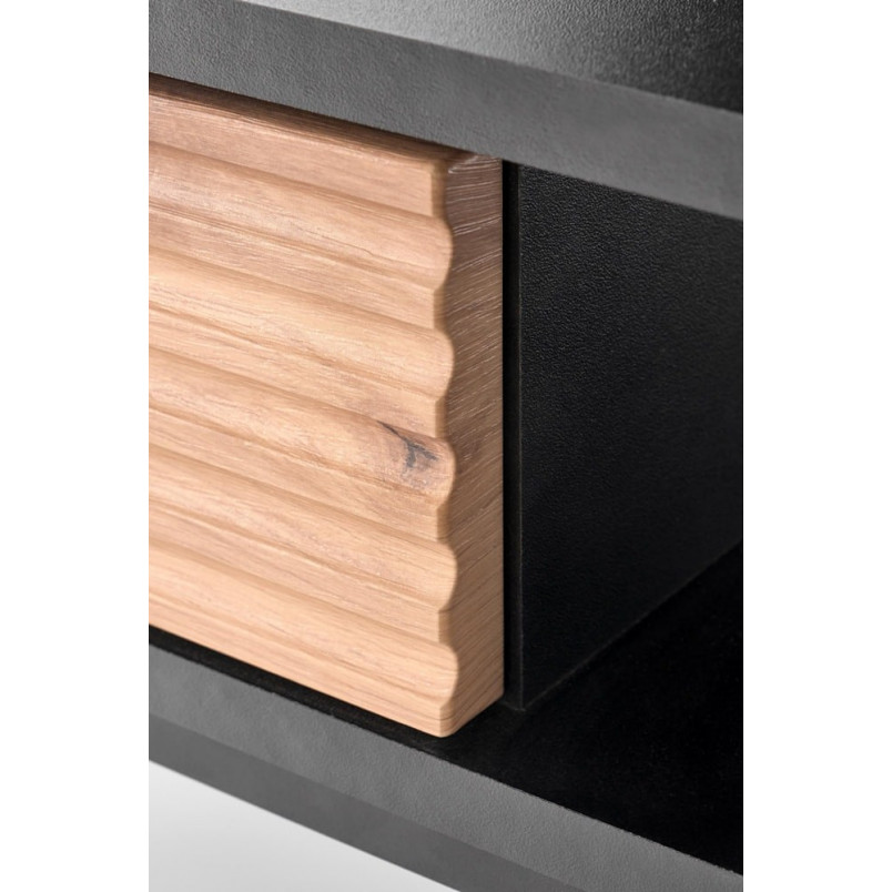 Stolik z półka i szufladą Murano 110x60cm dąb artisan / czarny Halmar