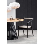 Stół okrągły z lameli Miyaki 120cm dąb naturalny / czarny Halmar