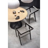 Stół okrągły z lameli Miyaki 120cm dąb naturalny / czarny Halmar