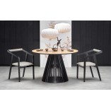 Stół okrągły z lameli Miyaki 120cm dąb naturalny / czarny Halmar