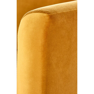 Fotel welurowy na drewnianych nogach Clubby II musztardowy / naturalny Halmar