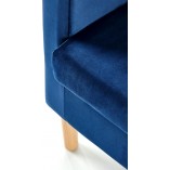 Fotel welurowy na drewnianych nogach Clubby II granatowy / naturalny Halmar