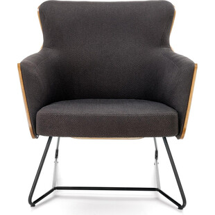 Fotel designerski tapicerowany Chillout ciemny popiel / orzech amerykański / czarny Halmar