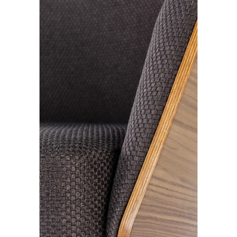 Fotel designerski tapicerowany Chillout ciemny popiel / orzech amerykański / czarny Halmar