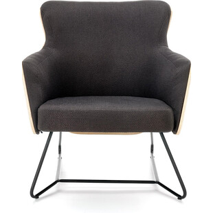 Fotel designerski tapicerowany Chillout ciemny popiel / dąb naturalny / czarny Halmar