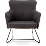 Fotel designerski tapicerowany Chillout ciemny popiel / dąb naturalny / czarny Halmar
