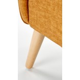 Fotel tapicerowany "uszak" na drewnianych nogach Chester II musztardowy Halmar