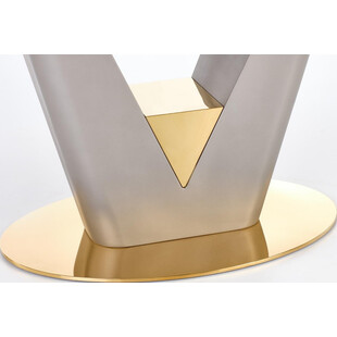 Stół rozkładany glamour na jednej nodze Valentino 160x90cm jasny popiel / złoty Halmar