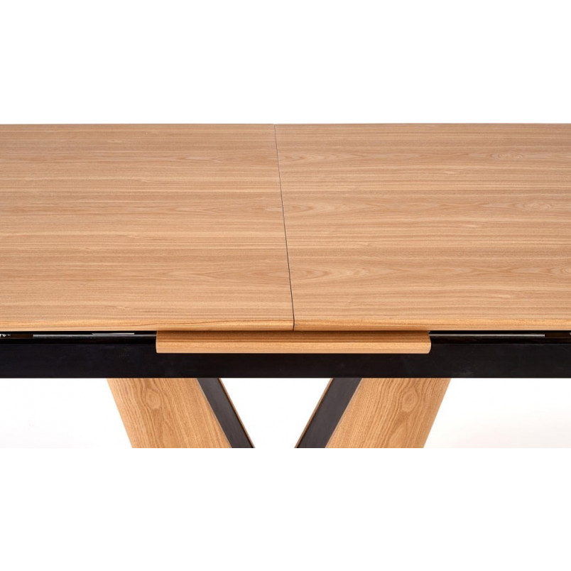 Stół rozkładany na jednej nodze Umberto 160x90cm dąb naturalny / czarny Halmar