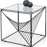 Stolik szklany kwadratowy Pato 50x50cm szkło dymione / czarny Halmar