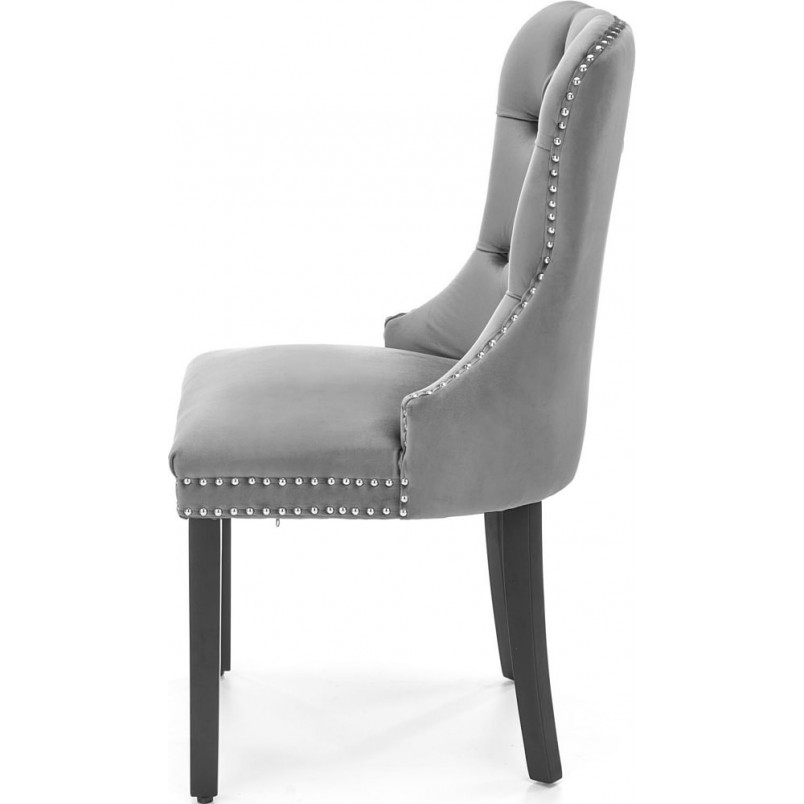 Krzesło pikowane z kołatką Miya Velvet szare Halmar