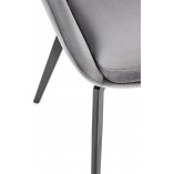 Krzesło welurowe szare z czarnymi nogami, model K479 Halmar