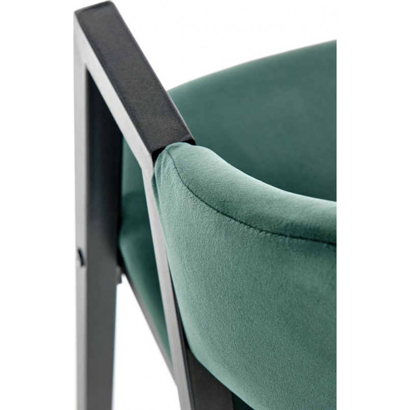 Krzesło welurowe z podłokietnikami K473 ciemny zielony / czarny Halmar