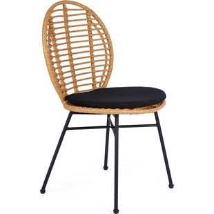 Krzesło rattanowe boho K472 naturalny / czarny Halmar