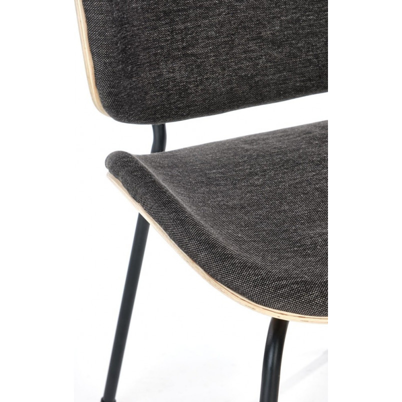 Krzesło tapicerowane z drewnianym siedziskiem i oparciem K467 dąb naturalny / szary Halmar