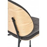 Krzesło tapicerowane z drewnianym siedziskiem i oparciem K467 dąb naturalny / szary Halmar