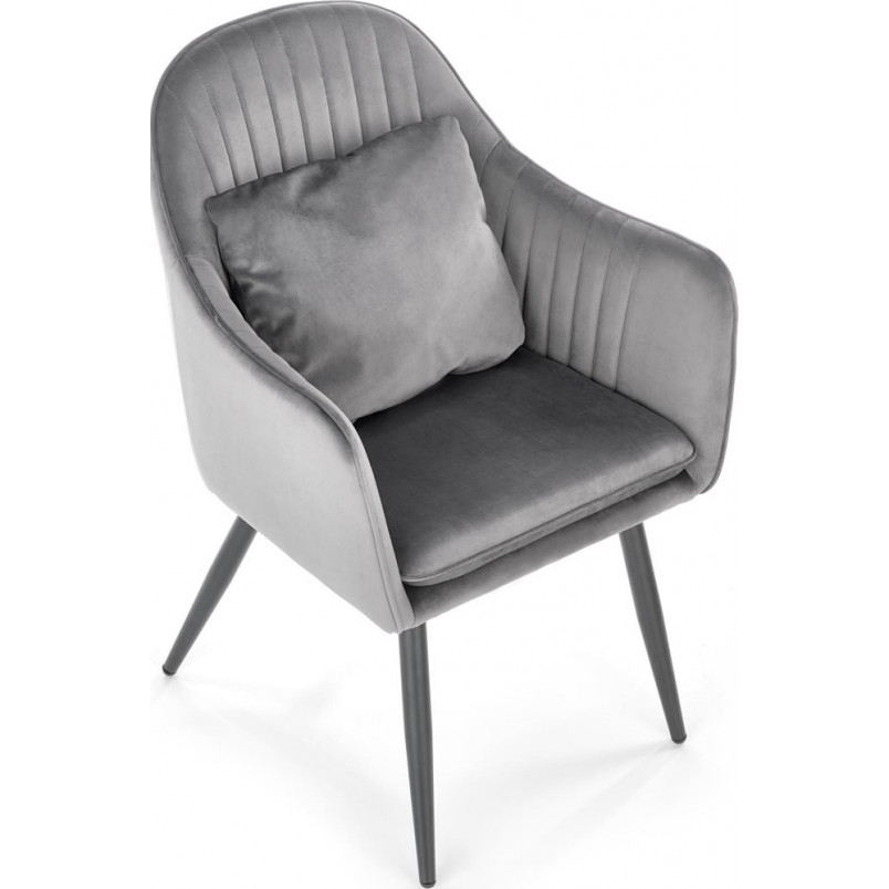 Krzesło fotelowe z poduszką do toaletki K464 Velvet szare Halmar