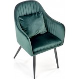 Krzesło fotelowe z poduszką do toaletki K464 Velvet zielone Halmar