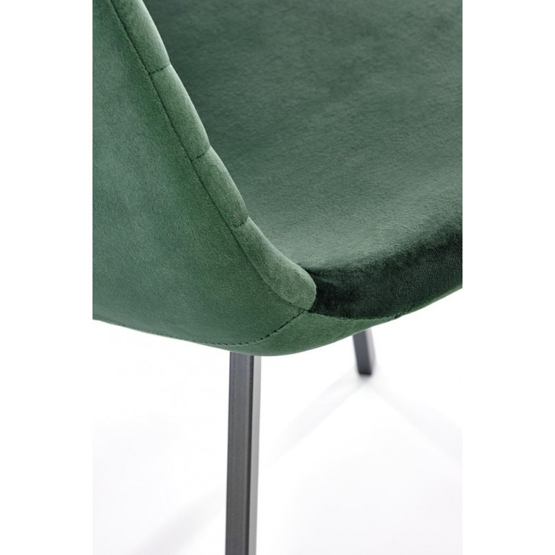 Krzesło welurowe z pikowanym oparciem K462 zielone Halmar