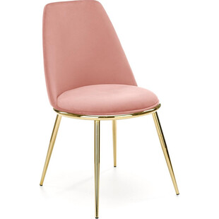 Krzesło welurowe ze złotymi nogami K460 różowe Halmar