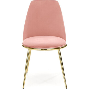 Krzesło welurowe ze złotymi nogami K460 różowe Halmar