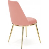 Krzesło welurowe ze złotymi nogami K460 różowe