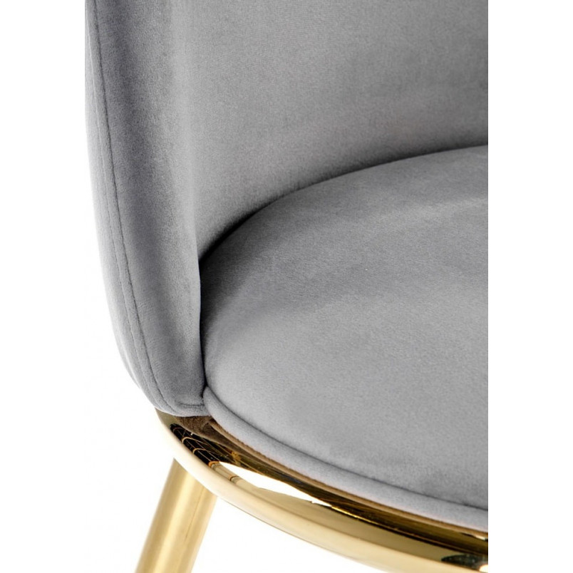 Krzesło welurowe ze złotymi nogami K460 popiel