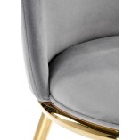Krzesło welurowe ze złotymi nogami K460 popiel