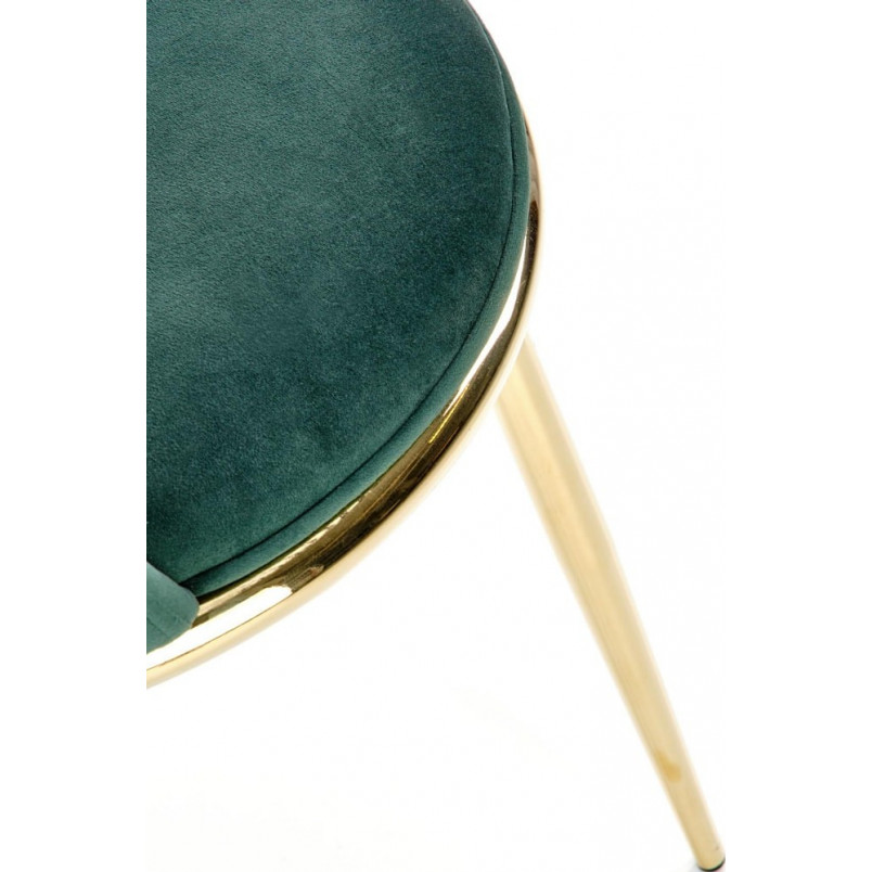 Krzesło welurowe ze złotymi nogami K460 zielone Halmar