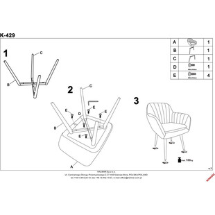 Krzesło welurowe fotelowe K429 granatowe Halmar