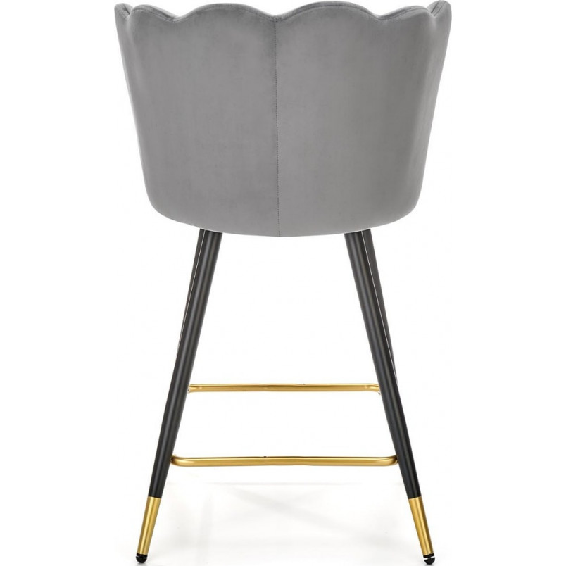 Krzesło barowe welurowe "muszelka" H106 67cm popielate Halmar