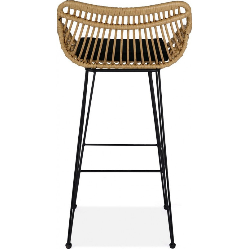 Krzesło barowe rattanowe boho H105 74cm naturalny / czarny Halmar