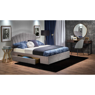 Łóżko tapicerowane z szufladą Gabriella 160x200cm jasny popielaty Halmar