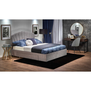 Łóżko tapicerowane z szufladą Gabriella 160x200cm jasny popielaty Halmar