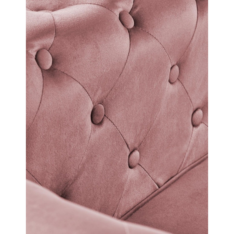 Fotel welurowy pikowany Eriksen różowy / czarny Halmar
