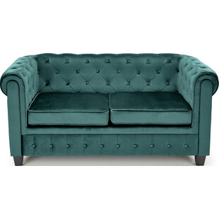 Sofa welurowa pikowana Eriksen 152cm ciemny zielony / czarny Halmar